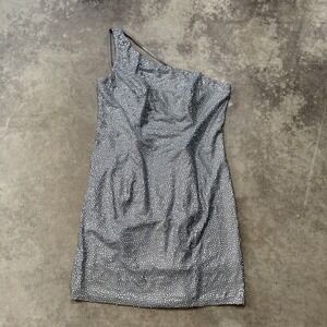 Sophia Thomas Dress Womens Size 8‎ Beaded Evening Silver One Shoulder